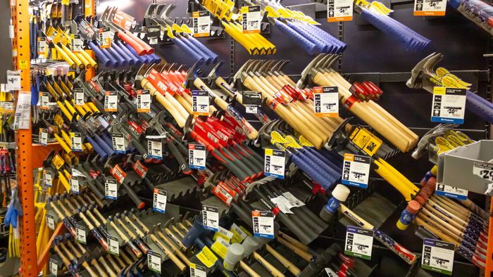 the hammer section at Home Depot