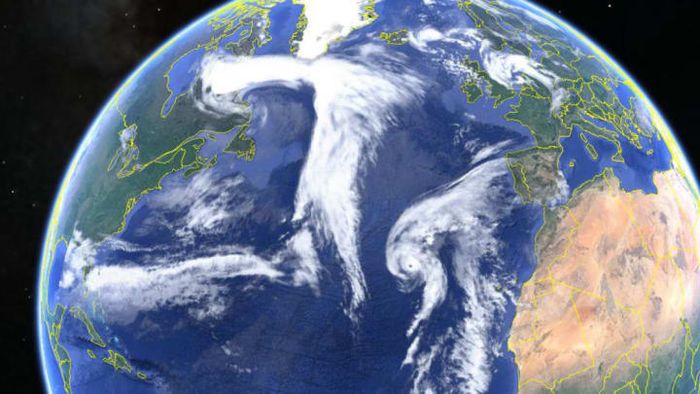 Image of Hurricane Alex in the eastern Atlantic Ocean captured on January 14, 2016. | Source: Google Earth