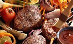 grilled steaks and vegetables