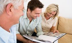 adult son and parents spending time together