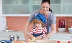 mother, son, kitchen