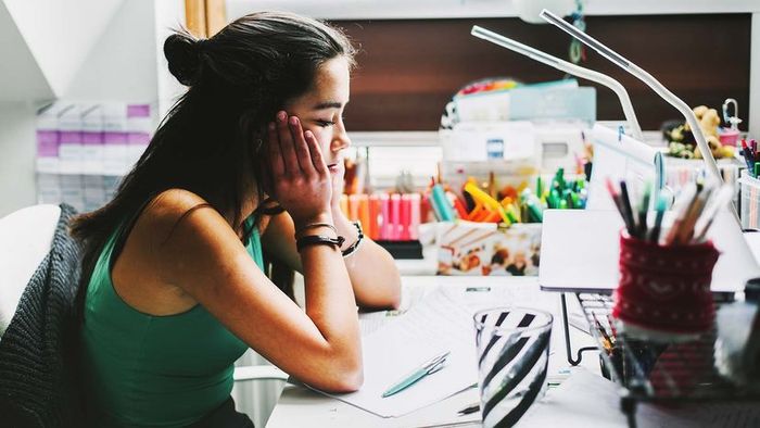 student working on homework
