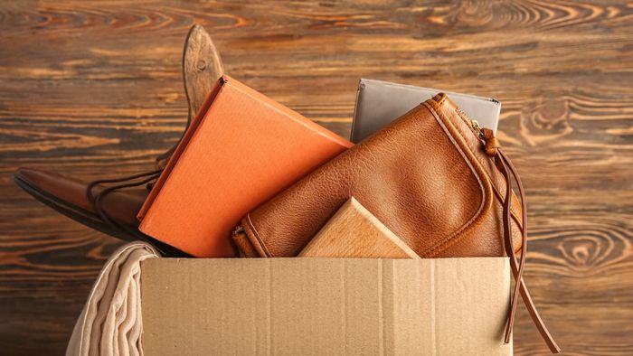 a box filled with miscellaneous items