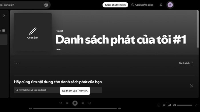 Hướng dẫn chi tiết cách tạo playlist Spotify trên máy tính - bước 3