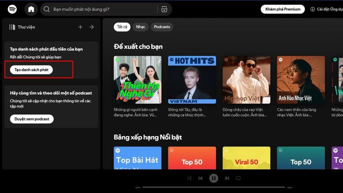 Hướng dẫn chi tiết cách tạo playlist Spotify trên máy tính - bước 1 và 2