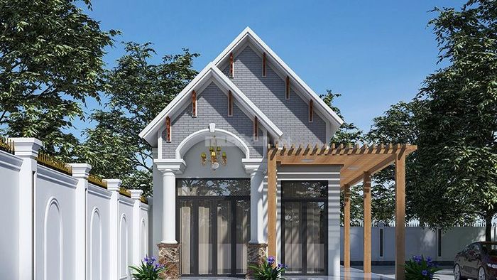 Mẫu thiết kế nhà ống 1 tầng 5x25m với mái Thái