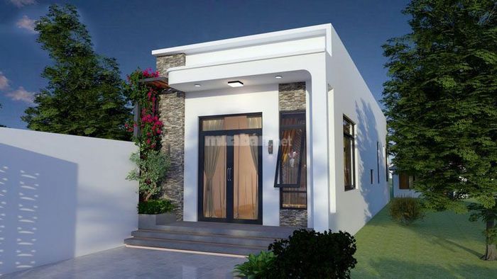 Mẫu thiết kế nhà ống 1 tầng 5x25m với mái tum