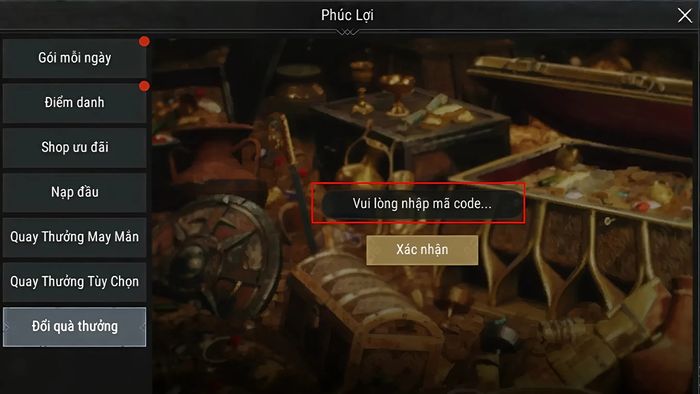 Hướng dẫn cách nhập mã Huyền Thoại Lữ Khách - bước 3