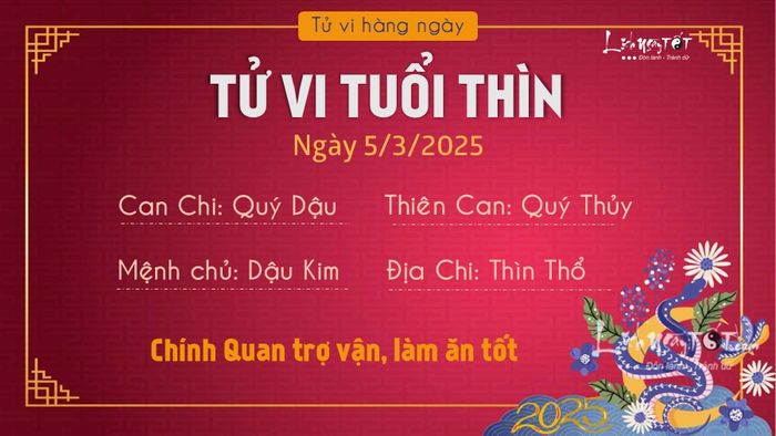 Tử vi hàng ngày 5/3/2025 của tuổi Thìn