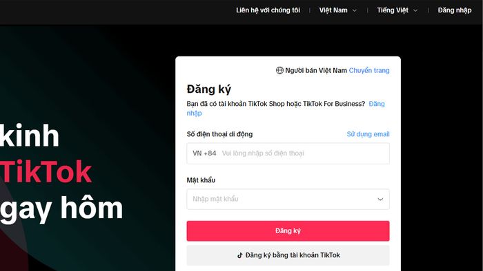 Hướng dẫn cách làm tiếp thị liên kết TikTok cho nhà bán hàng - bước 1