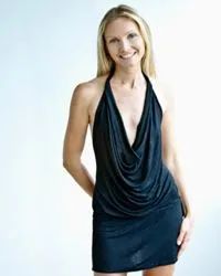 A woman wearing a classic little black dress.