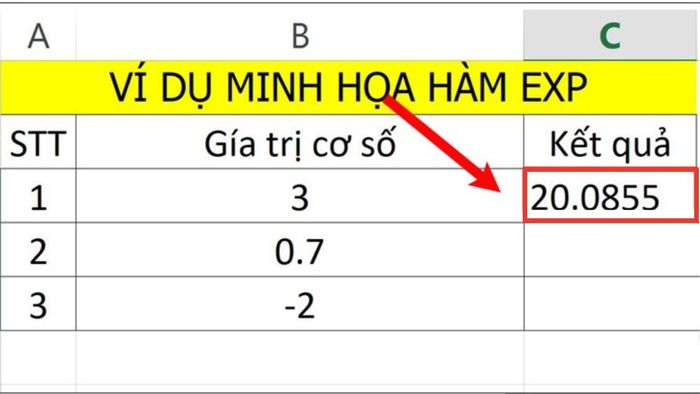 Hàm EXP là gì và ví dụ thực hiện bước 2