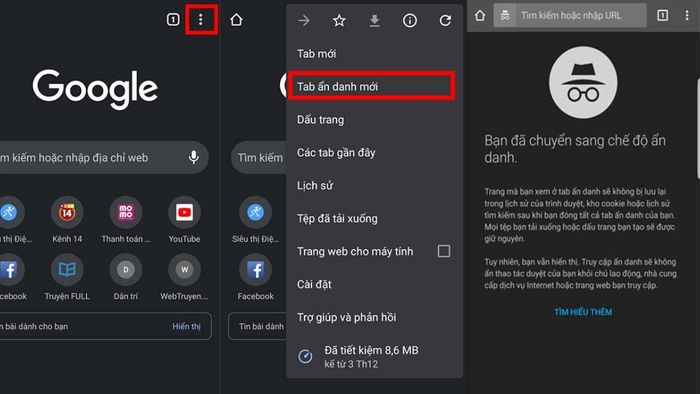 Sử dụng chế độ ẩn danh trên Chrome