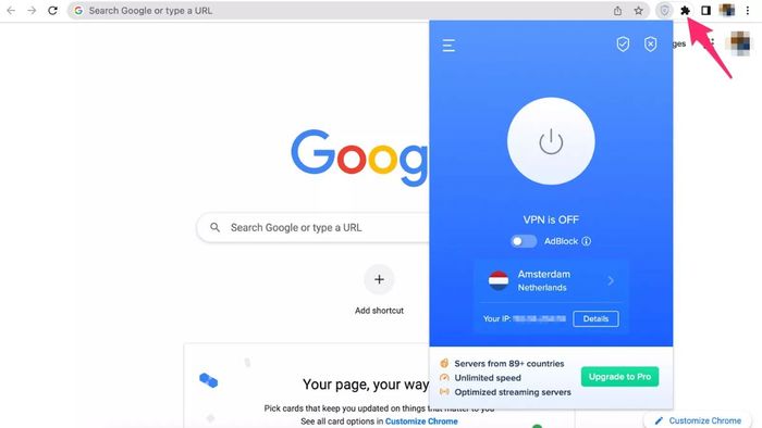 Khắc phục lỗi err_connection_timed_out trên Chrome bằng cách bật VPN trong Chrome