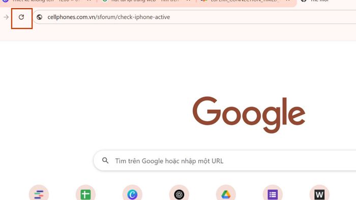 Cách sửa lỗi err_connection_timed_out trên Chrome bằng việc tải lại trang