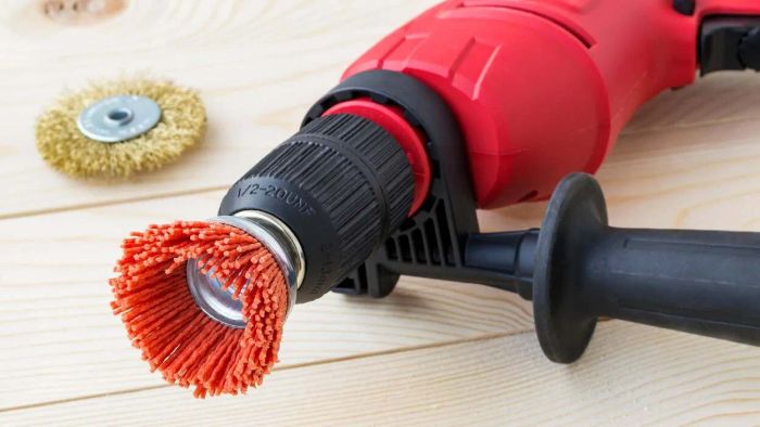Use a brush attachment on your drill