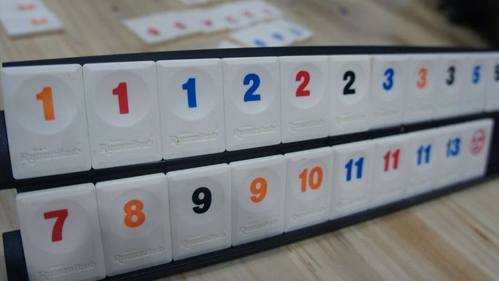 Close-up of Rummikub tiles