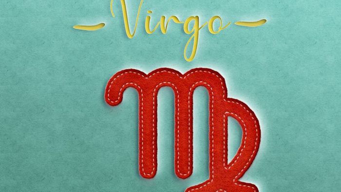 A depiction of the Virgo sign set against a green backdrop.