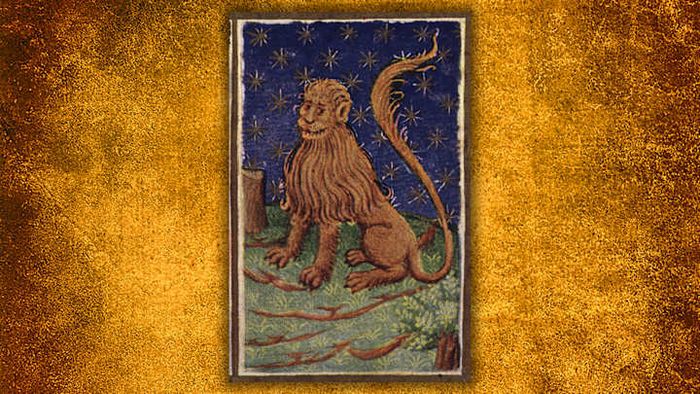 A lion illustrated in a French Book of Hours, dating back to around 1432.