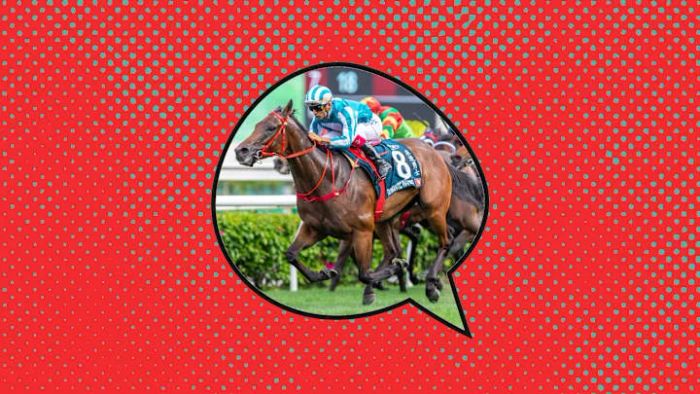 Jockey Karis Teetan and Romantic Warrior nearing victory at the Queen Elizabeth II Cup in Hong Kong, April 2022.