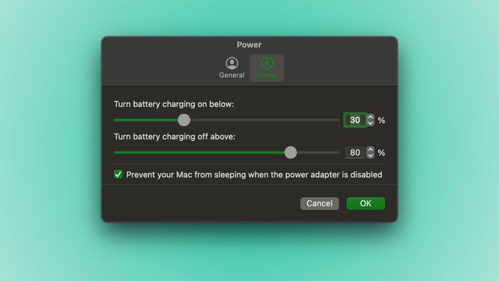 An image showing Battery Toolkit's power management settings.