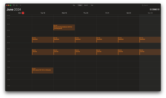 A Mac screenshot showcasing the Calendar app in action.