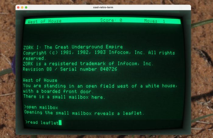 An image displaying the Cool Retro Term app, showcasing a Terminal with a CRT screen effect on a Mac.