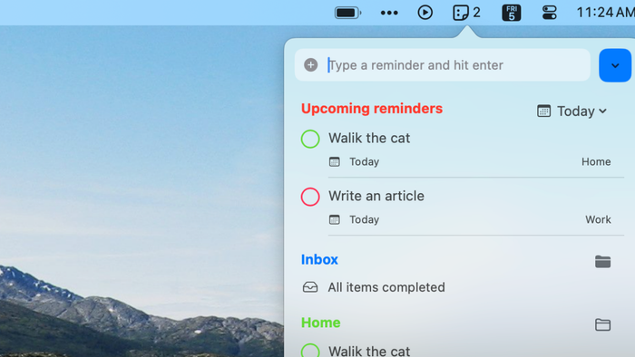 It’s essentially a Mac reminders list, conveniently located in the menu bar