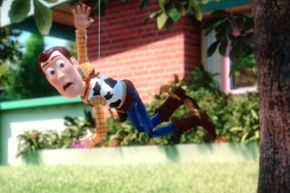 Woody is too preoccupied with his dire situation in this scene to consider the physics at play.