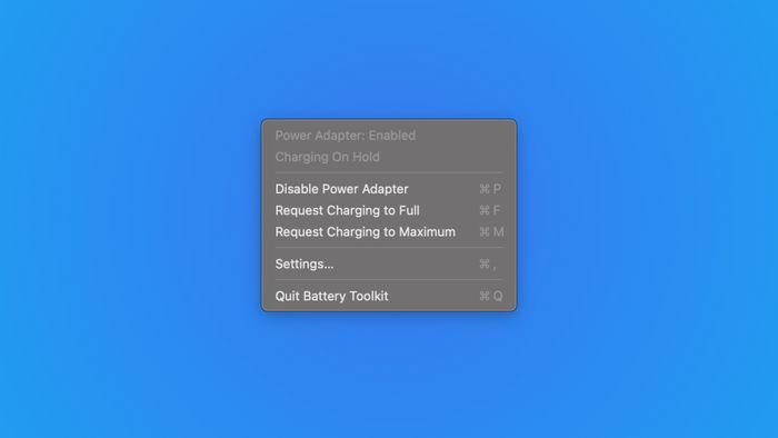 A screenshot showcasing additional settings available in Battery Toolkit.