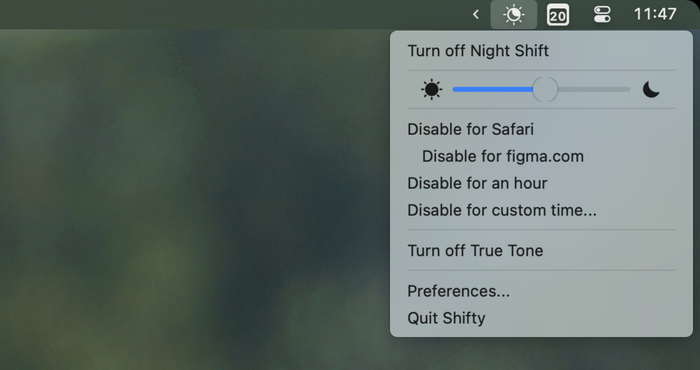 Shifty enables you to turn off Night Shift whenever a specific application is in use.