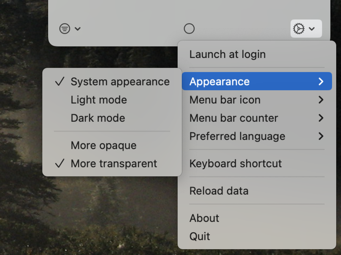 The settings are presented in a straightforward menu featuring a few interactive sub-menus.
