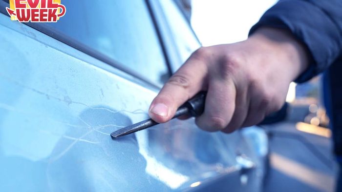 Damaging a car's exterior