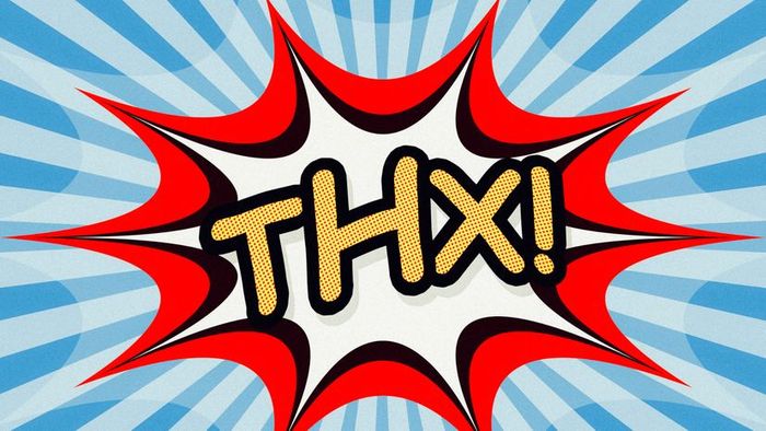 THX depicted within a comic-style speech bubble.