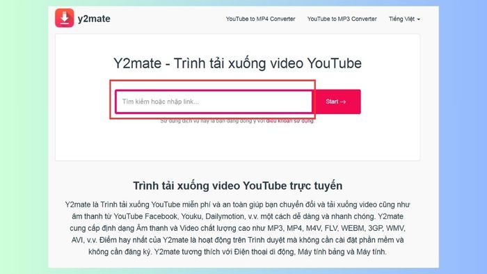 Cách tải video miễn phí từ web bằng Y2Mate - bước 1 và 2