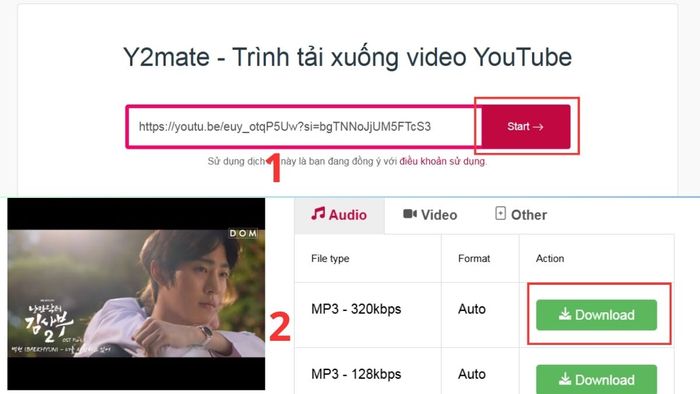 Cách tải video miễn phí từ web bằng Y2Mate - bước 3, 4 và 5