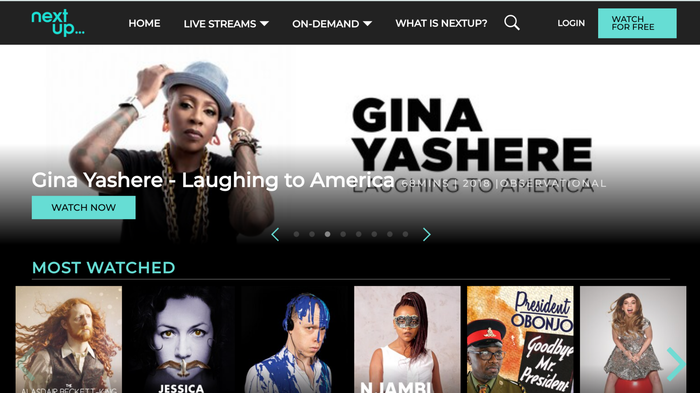 Image of Next Up's homepage