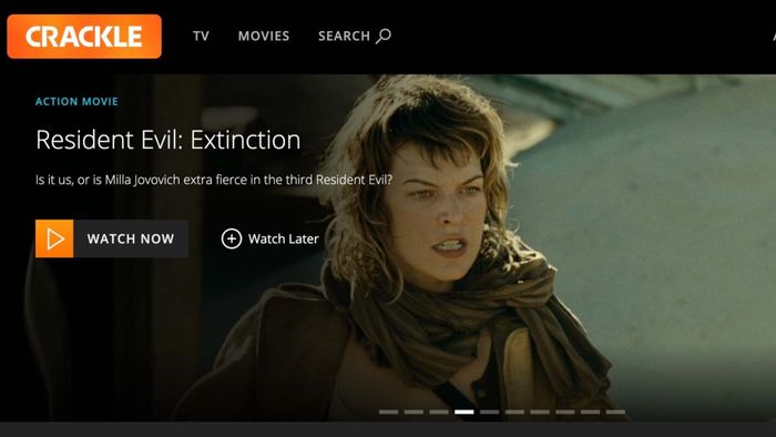 Image of Crackle's homepage