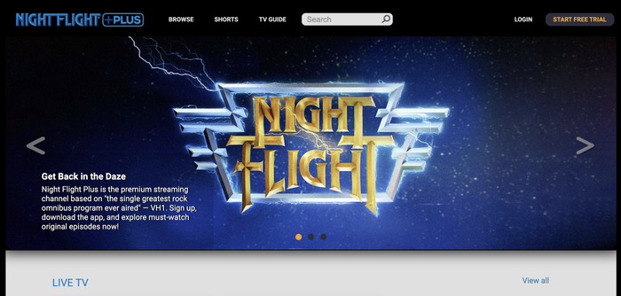 Image of Night Flight's homepage