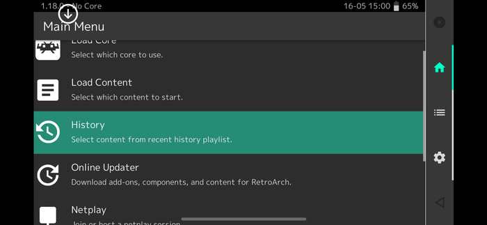RetroArch menu