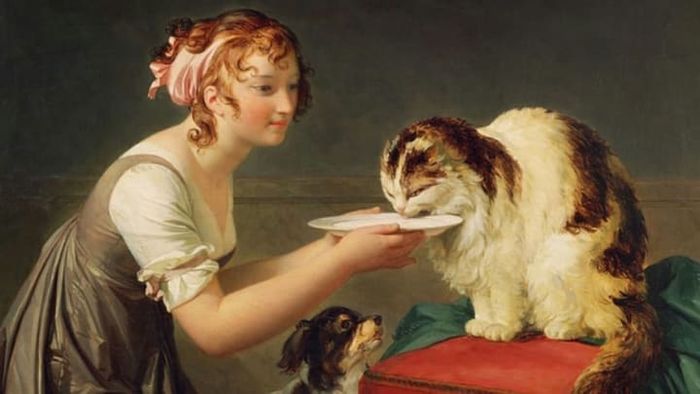 The Cat's Lunch, or Le déjeuner du chat, an artwork by Marguerite Gérard created around 1800.