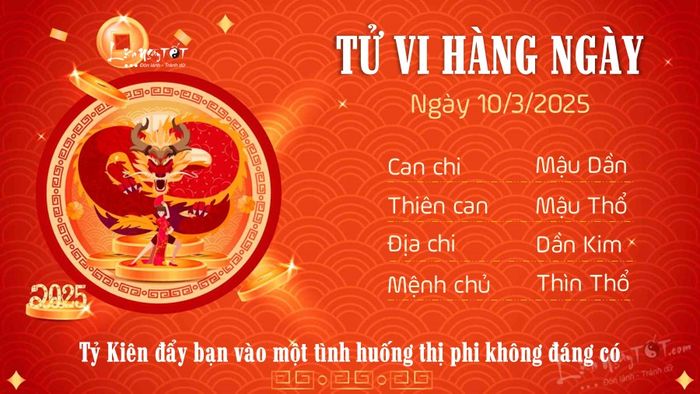 Tử vi hàng ngày 10/3/2025 của 12 con giáp - Tuổi Thìn