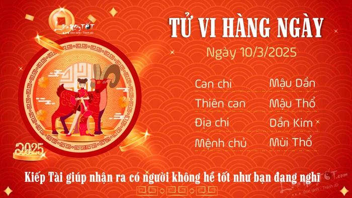 Tử vi hàng ngày 10/3/2025 của 12 con giáp - Tuổi Mùi
