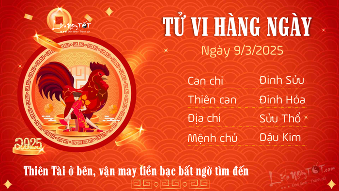 Tử vi hàng ngày 09/03/2025 - Tuổi Dậu