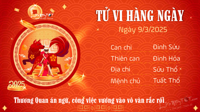 Tử vi hàng ngày 09/03/2025 - Tuổi Tuất