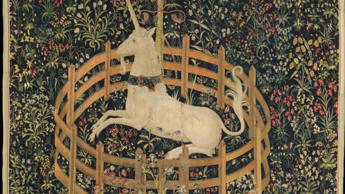 A scene from the renowned Unicorn Tapestries.