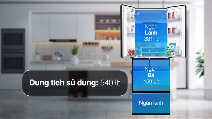 Tủ lạnh Hitachi Inverter 540 lít R-HW540RV(X) - Ngăn đá và ngăn lạnh