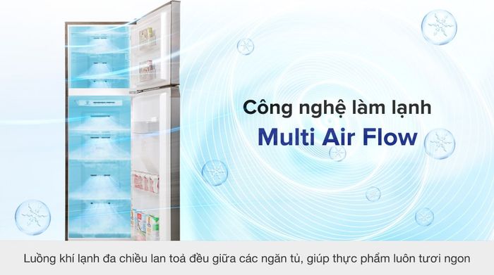 Tủ lạnh Toshiba Inverter 249 lít GR-RT325WE-PMV(06)-MG - Công nghệ làm lạnh Multi Air Flow