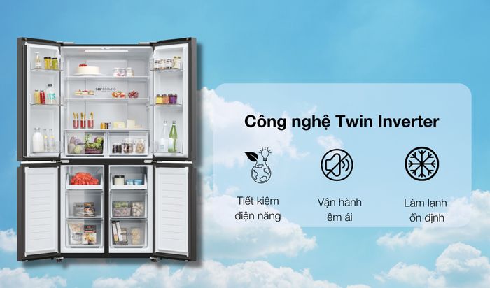 tiết kiệm điên - Tủ lạnh Aqua Inverter 469 lít Multi Door AQR-M536XA(GB)
