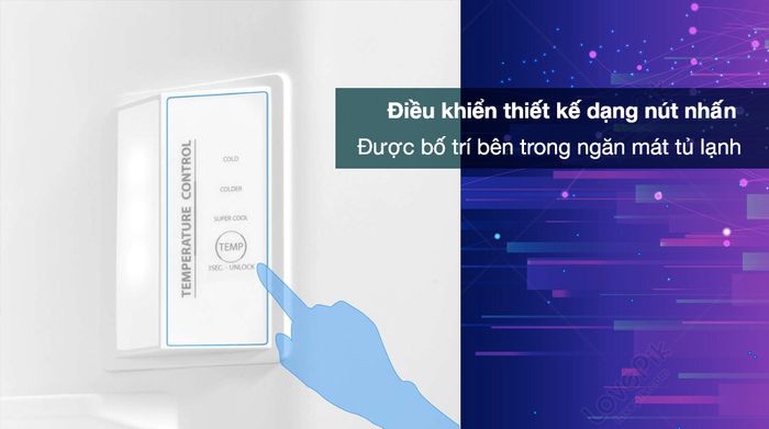 Tủ lạnh Toshiba Inverter 338 lít GR-RT468WE-PMV(58)-MM - Bảng điều khiển bằng nút nhấn, nằm ở phía bên trong tủ